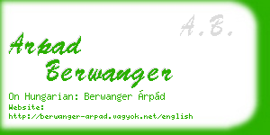 arpad berwanger business card